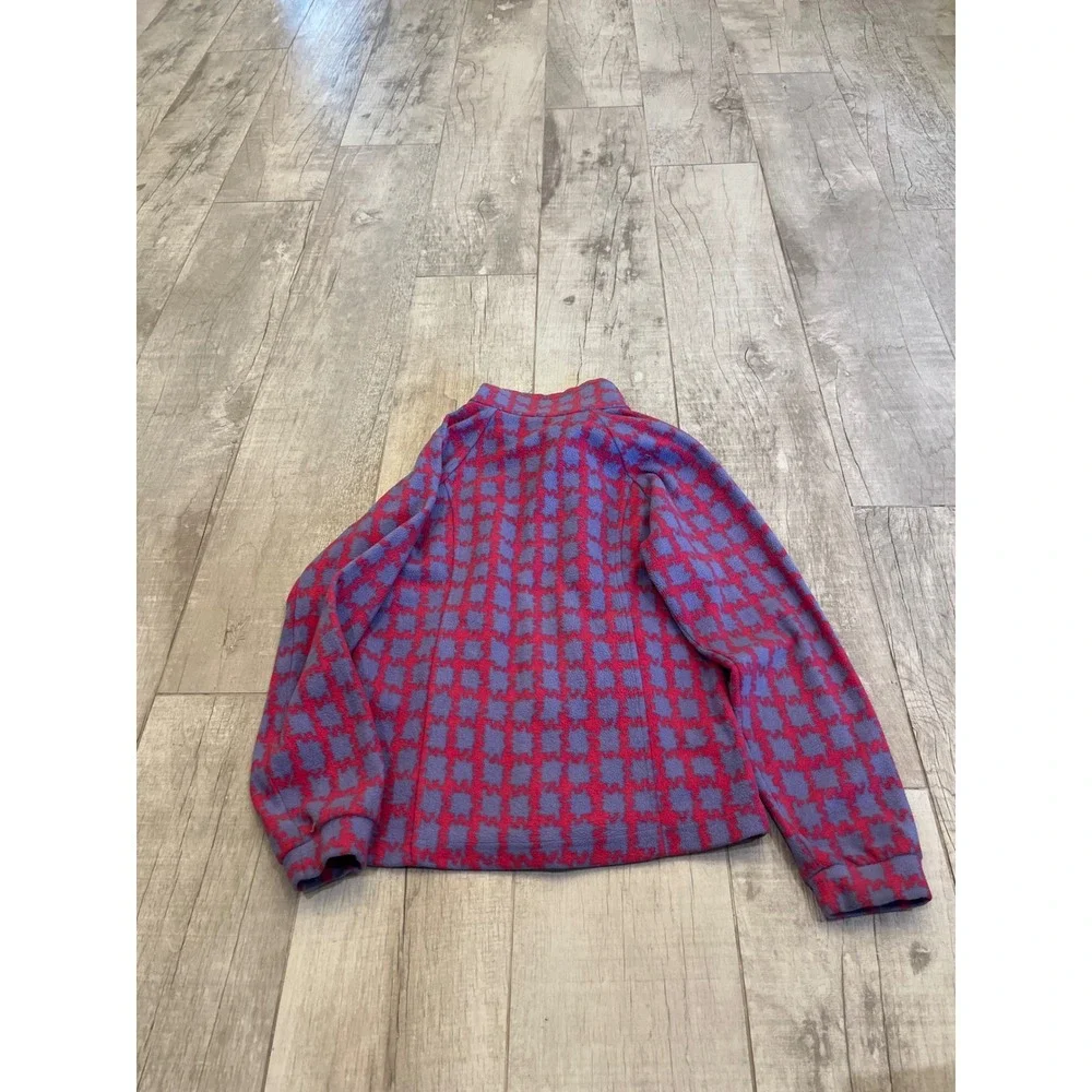 Columbia Girls Fleece Jacket Full Zip Purple Pink Houndstooth Size 14/16 XL